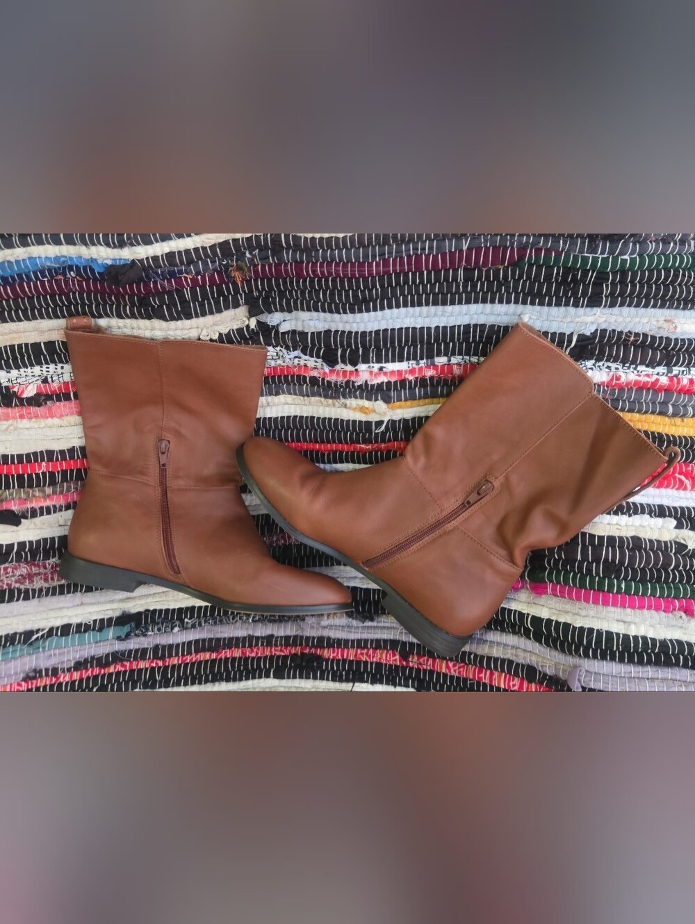 Lands' End Brown Leather Mid-Calf Slouch Boots